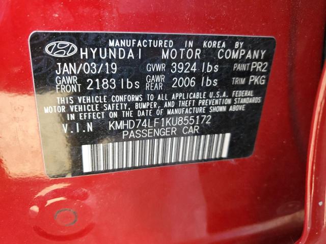 2019 HYUNDAI ELANTRA SE KMHD74LF1KU855172