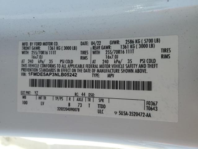 2022 FORD BRONCO BAS 1FMDE5AP3NLB05242