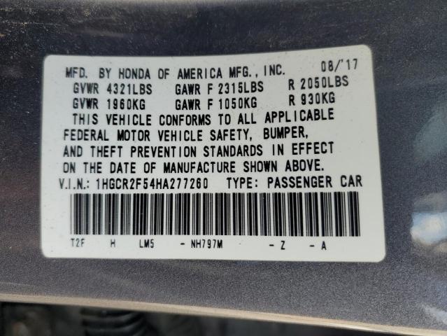 2017 HONDA ACCORD SPO 1HGCR2F54HA277260