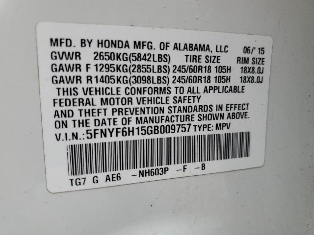 2016 HONDA PILOT LX 5FNYF6H15GB009757