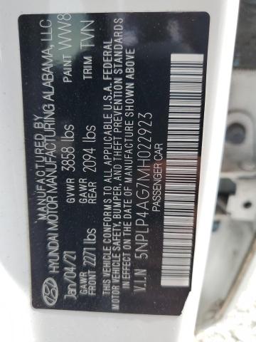 2021 HYUNDAI ELANTRA LIMITED 5NPLP4AG7MH022923