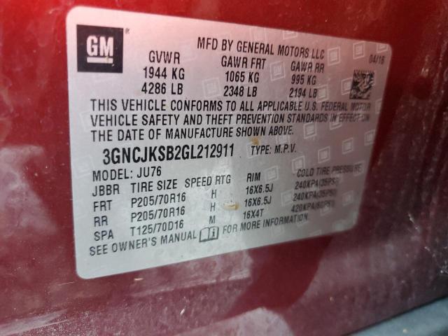 2016 CHEVROLET TRAX LS 3GNCJKSB2GL212911