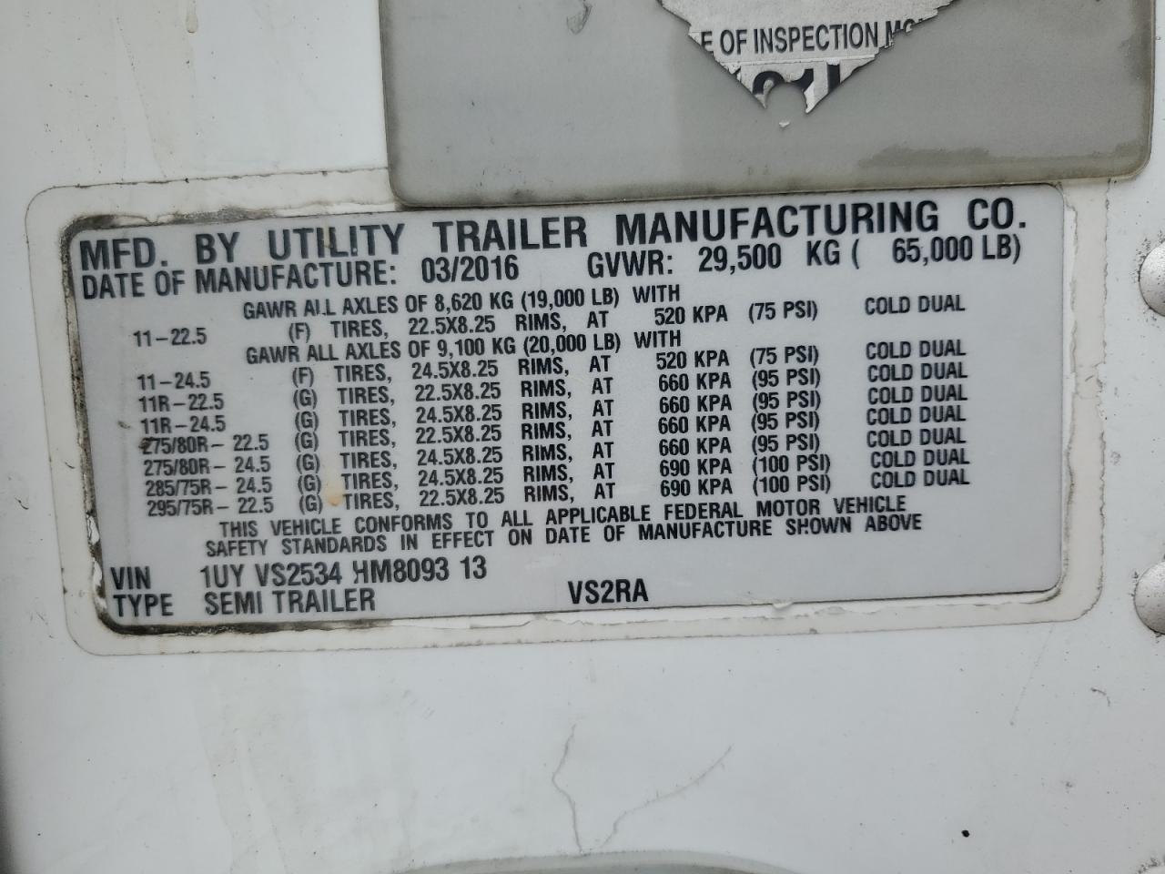 Lot #3262375476 2017 UTILITY VS2RA