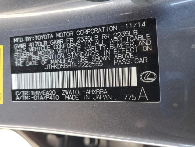 2015 LEXUS CT 200 JTHKD5BH1F2222555