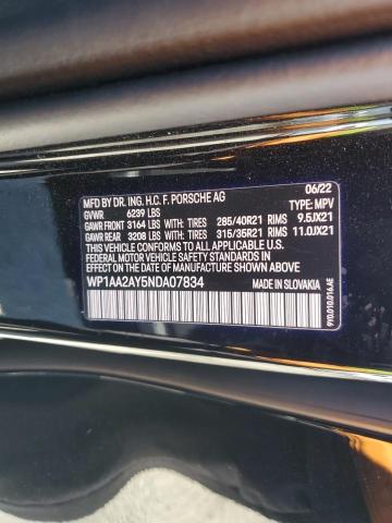 2022 PORSCHE CAYENNE WP1AA2AY5NDA07834
