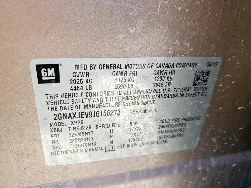 2018 CHEVROLET EQUINOX LT 2GNAXJEV9J6156273