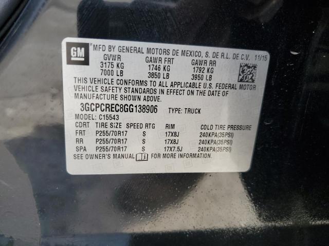 2016 CHEVROLET SILVERADO 3GCPCREC8GG138906