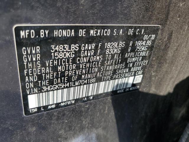 2020 HONDA FIT LX 3HGGK5H41LM704188