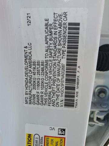 2022 HONDA ACCORD HYB 1HGCV3F57NA002687