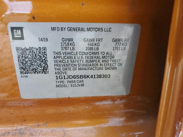 2019 CHEVROLET SONIC LT 1G1JD6SB6K4138303