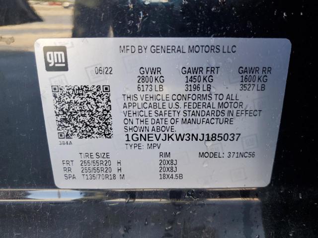 2022 CHEVROLET TRAVERSE R 1GNEVJKW3NJ185037