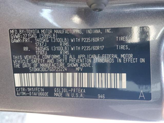 2016 TOYOTA SIENNA LE 5TDKK3DC7GS725224