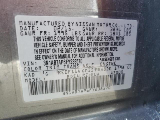 2015 NISSAN SENTRA S 3N1AB7AP6FY238570