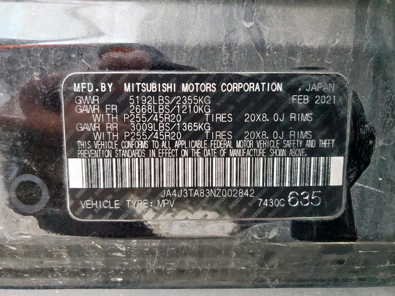 2022 MITSUBISHI OUTLANDER JA4J3TA83NZ002842