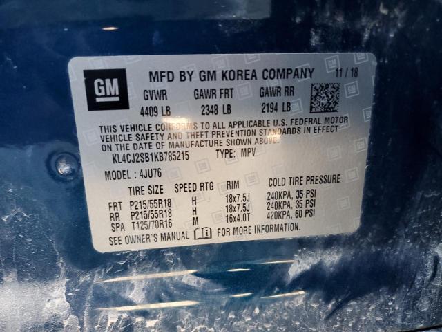 2019 BUICK ENCORE SPORT TOURING KL4CJ2SB1KB785215