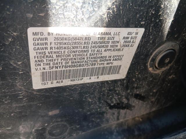 2016 HONDA PILOT ELIT - 5FNYF6H08GB075789