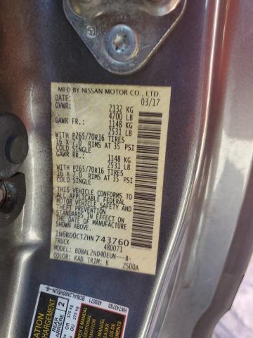 2017 NISSAN FRONTIER S 1N6BD0CT2HN743760