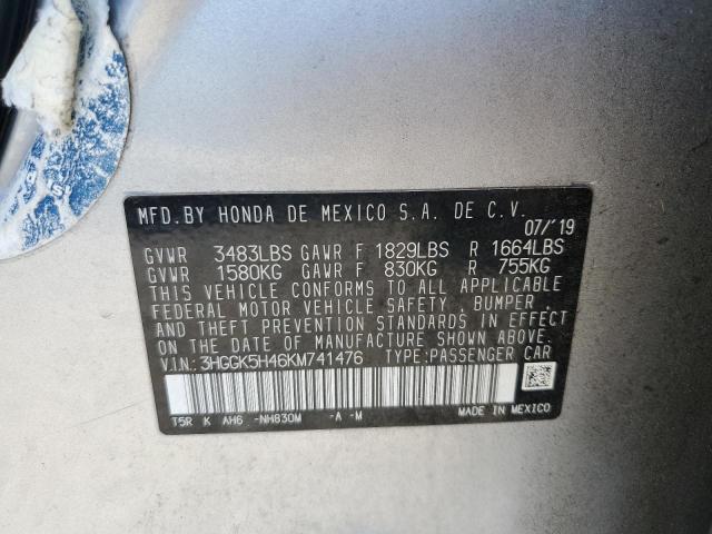 2019 HONDA FIT LX 3HGGK5H46KM741476