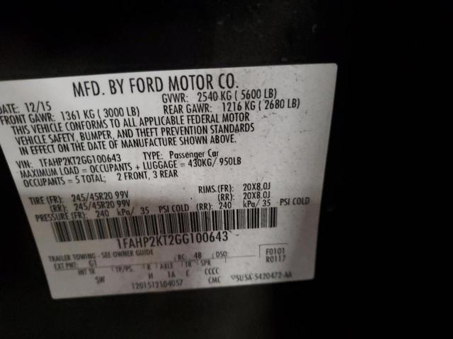 2016 FORD TAURUS SHO 1FAHP2KT2GG100643
