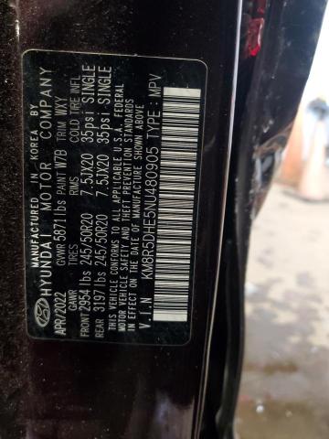 2022 HYUNDAI PALISADE L KM8R5DHE5NU480905