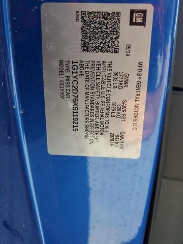 2019 CHEVROLET CORVETTE S - 1G1YC2D76K5119215