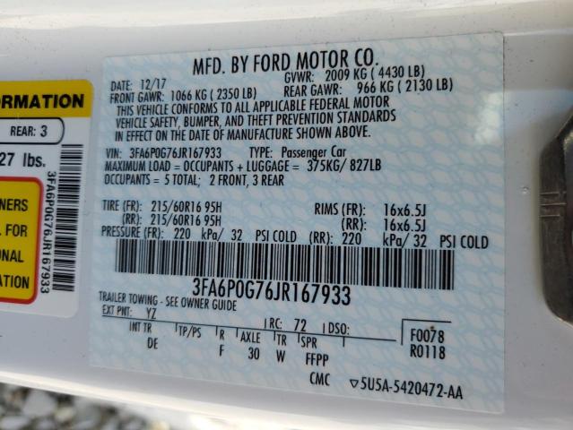 2018 FORD FUSION S 3FA6P0G76JR167933