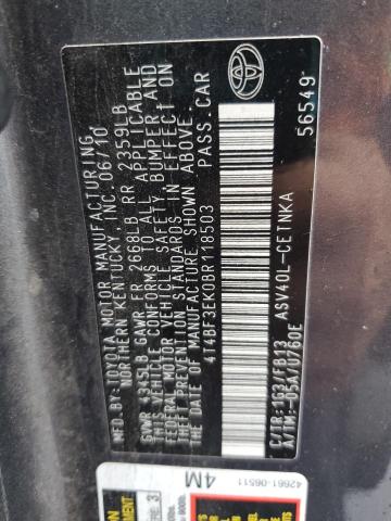 2011 TOYOTA CAMRY BASE - 4T4BF3EK0BR118503