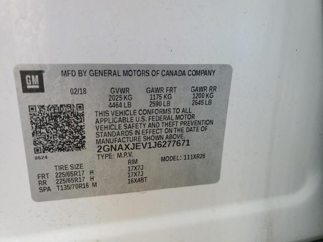 2018 CHEVROLET EQUINOX LT 2GNAXJEV1J6277671