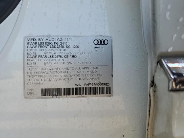 2015 AUDI Q5 PREMIUM WA1LFAFP3FA066982