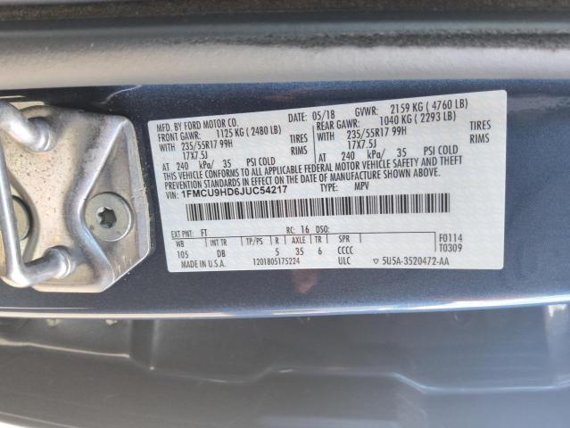 2018 FORD ESCAPE SEL 1FMCU9HD6JUC54217