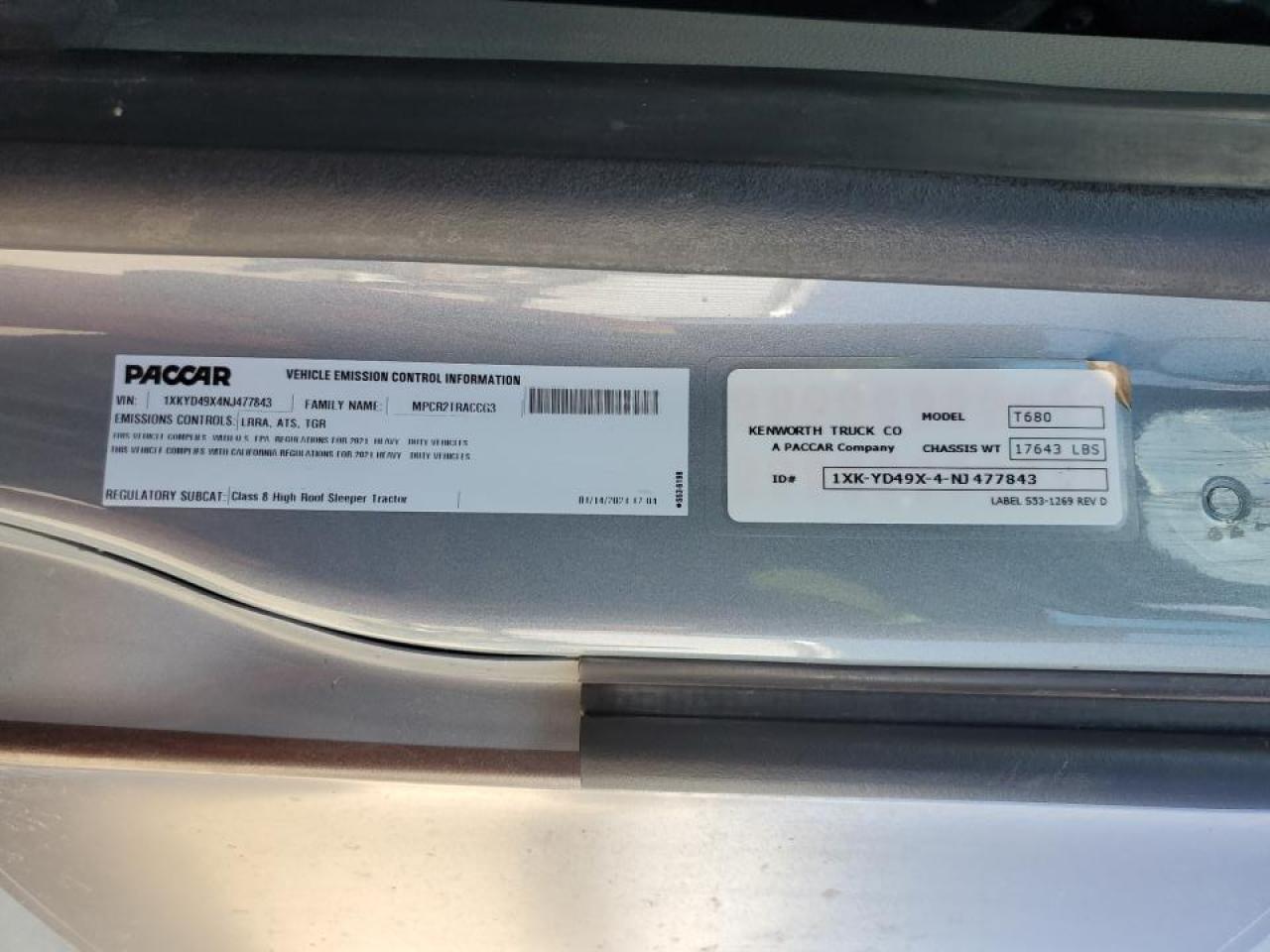 Lot #3282695280 2022 KENWORTH T680