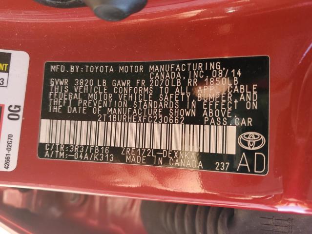 2015 TOYOTA COROLLA L #3256333383