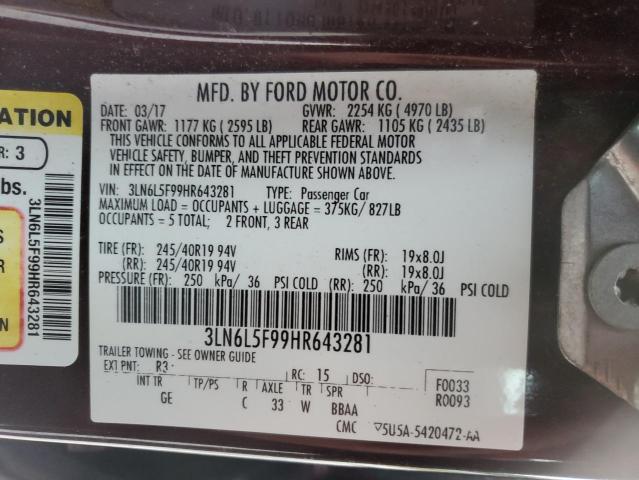 2017 LINCOLN MKZ RESERVE 3LN6L5F99HR643281