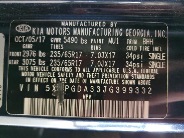 2018 KIA SORENTO LX 5XYPGDA33JG399332