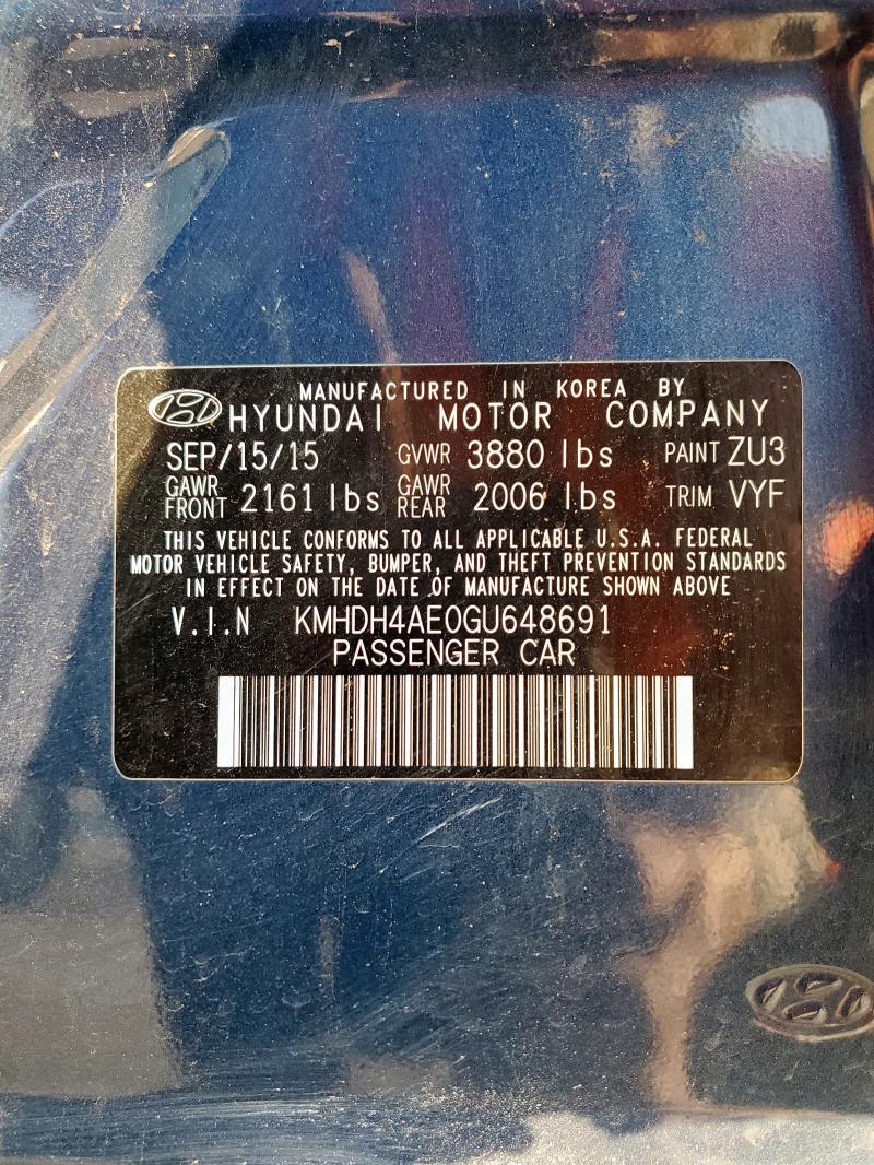 2016 HYUNDAI ELANTRA SE KMHDH4AE0GU648691