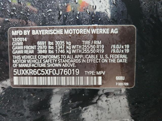 2015 BMW X5 XDRIVE5 5UXKR6C5XF0J76019