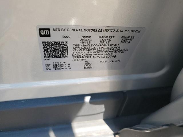 2022 CHEVROLET EQUINOX LT 3GNAXKEV2NL240748