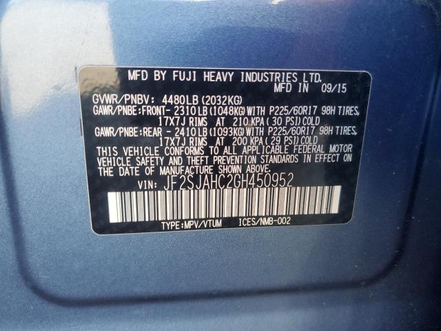 2016 SUBARU FORESTER 2 JF2SJAHC2GH450952