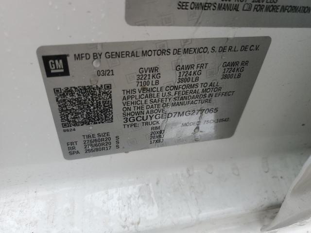 2021 CHEVROLET SILVERADO - 3GCUYGED7MG277065