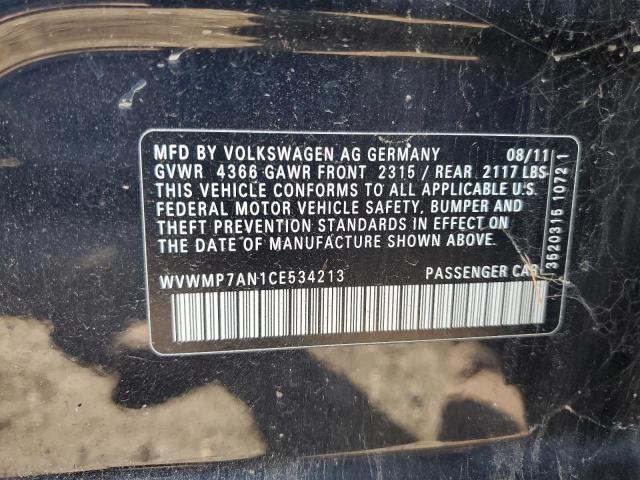 2012 VOLKSWAGEN CC SPORT - WVWMP7AN1CE534213