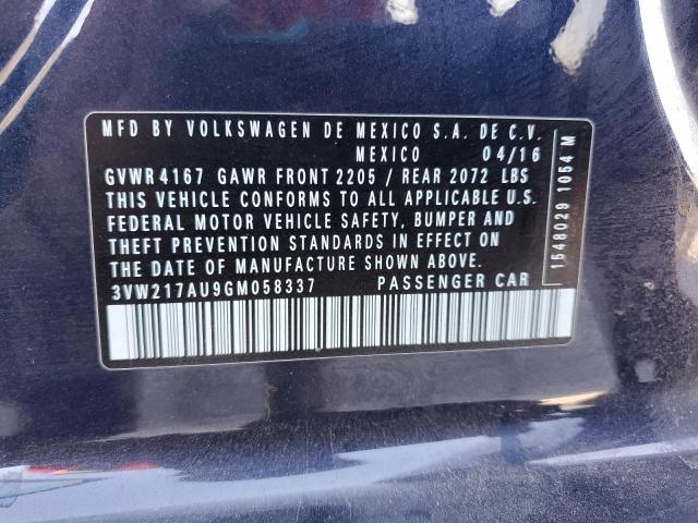2016 VOLKSWAGEN GOLF S/SE 3VW217AU9GM058337