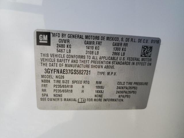 2016 CADILLAC SRX 3GYFNAE37GS582731