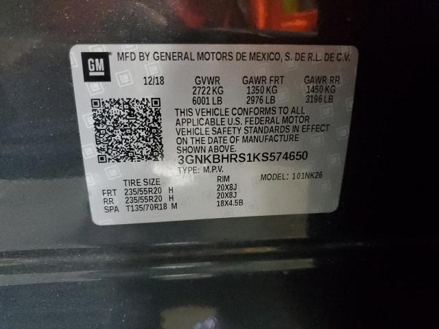 2019 CHEVROLET BLAZER 3LT 3GNKBHRS1KS574650