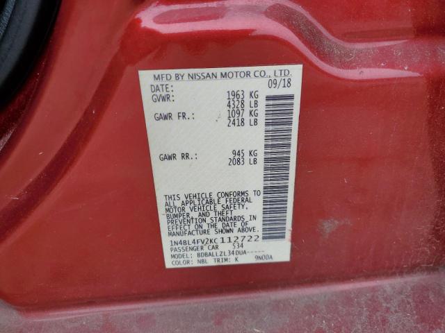 2019 NISSAN ALTIMA PLA 1N4BL4FV2KC112722