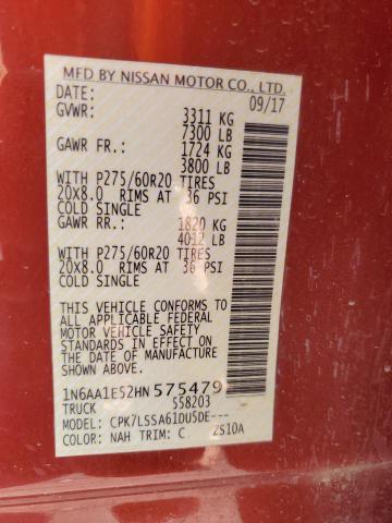 2017 NISSAN TITAN SV - 1N6AA1E52HN575479