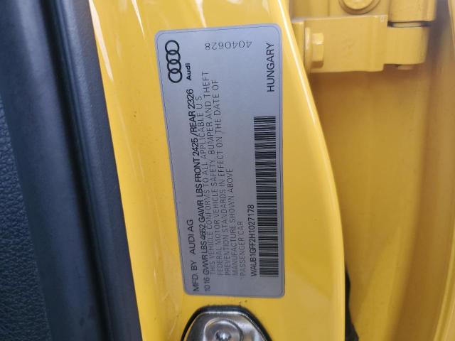2017 AUDI S3 PREMIUM WAUB1GFF2H1027178