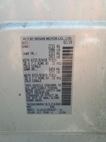 2019 NISSAN PATHFINDER 5N1DR2MN9KC612400