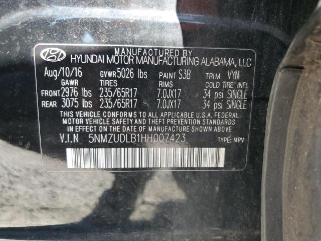 2017 HYUNDAI SANTA FE S 5NMZUDLB1HH007423