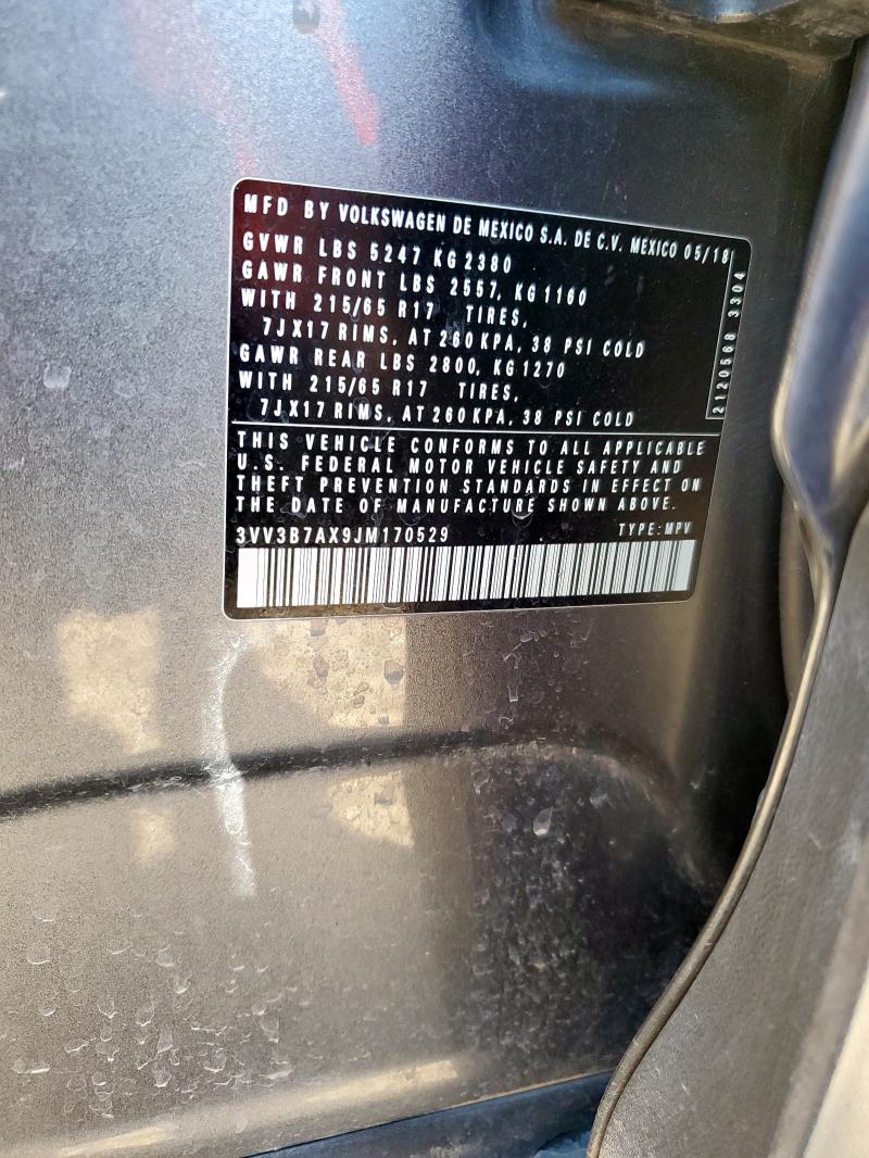 2018 VOLKSWAGEN TIGUAN SE 3VV3B7AX9JM170529