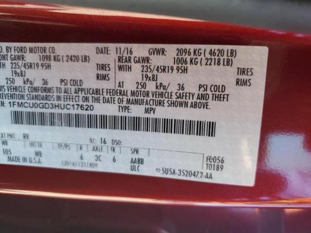 2017 FORD ESCAPE SE 1FMCU0GD3HUC17620